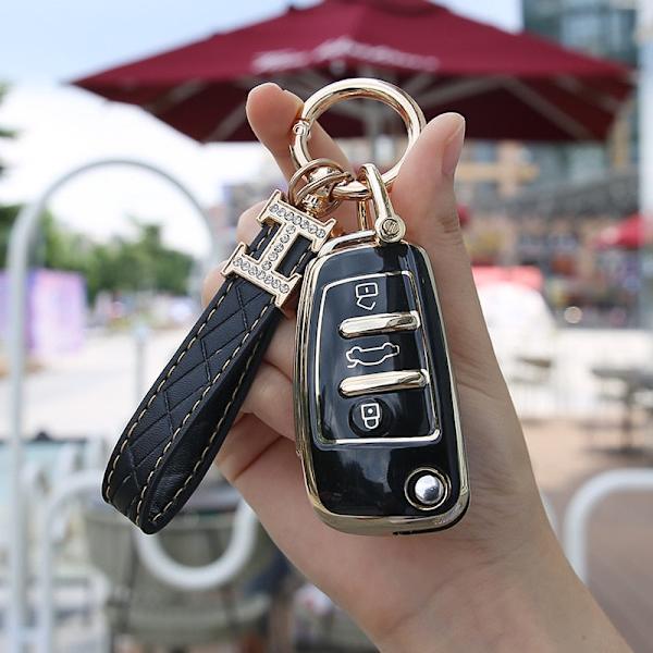 Fashion TPU Bilnyckelfodral Fjärrkontroll Fullt Skydd Skal För Q3 A3 chery A1 Q2L/R8Q7 A6/A6L Land Cruiser Prado Nyckelringstillbehör Black only case