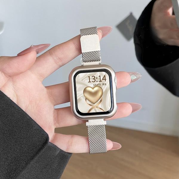 Kellon ranneke Apple Watch iWatch SE/4/5/6 44m Tähtivalo väri + suojakotelo