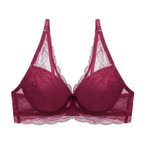 Blommig Spetsöverdrag Bomullsfodrad BH Sexig Bh Push Up Underkläder Kvinnor Transparenta Behåar Dam BH White 32C