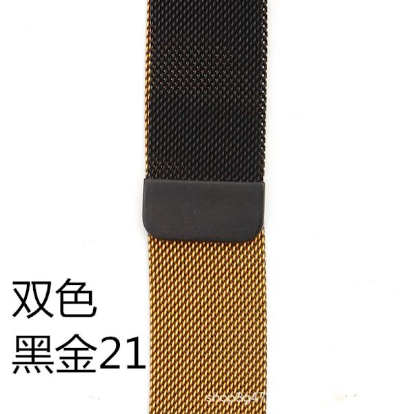 Urrem til Apple Watch iWatch 38/40/41 med konnektor tofarvet sort og guld 21