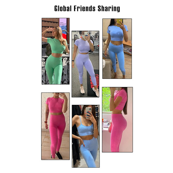 Yoga Set Sportdräkt Träningskläder Aktiv Outfit Fitness Gymset för Kvinnor Green Set3 L