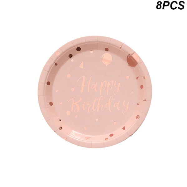 Rose Gold Party Engangsservice Tallerken Nummer Ballon Pige Fødselsdagsfest Bryllupsdekoration Voksen Fejring Baby Shower Dekoration 5pcs4