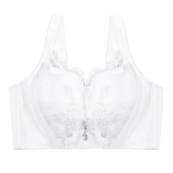 BH med Större Kupor för Kvinnor Sexig Spets BH Push Up Bygel Underkläder White 40D