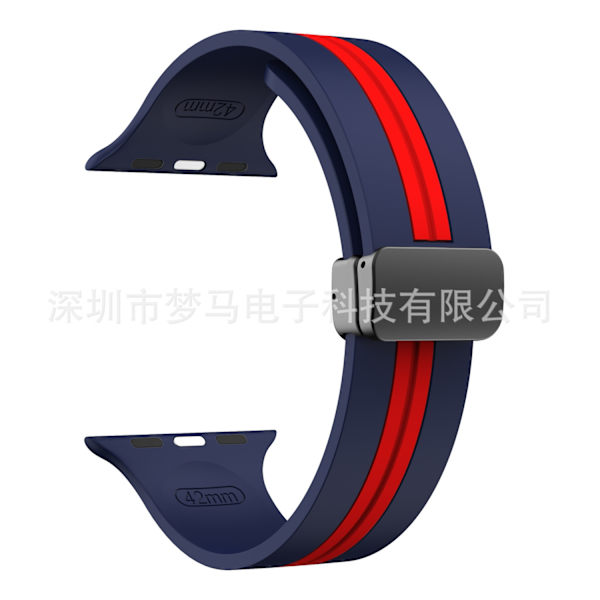 Urrem til Apple Watch iWatch midnatsblå og rød 38/40/41mm sort spænde