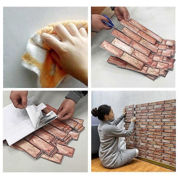 3D-simulaatio tiiliseinä tarra tapetti keittiö tarrat 1 kpl 1PC
