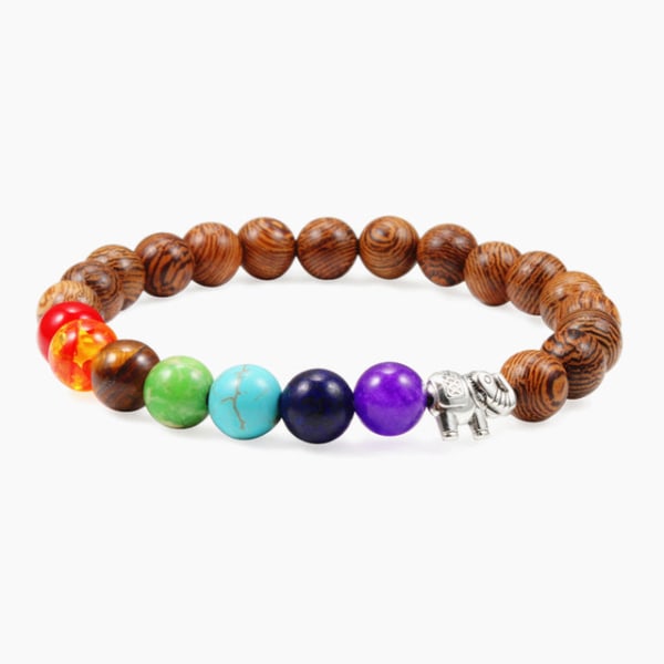 Herrarmband Träpärlor Kors 7 Chakra Healing Balans Onyx Armband & Armringar Uggla Bön Reiki Buddha Dam Smycken Homme Pendant 7 Chakra