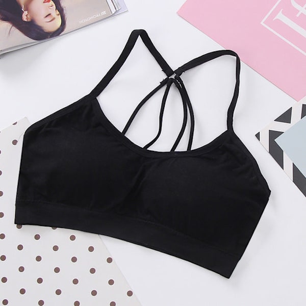 Yoga BH för Kvinnor Vadderad BH Träningslinne Underkläder Black Free Size