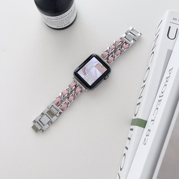 Kellon ranneke Apple Watch iWatch 42/44/45/49mm hopea + puuteri
