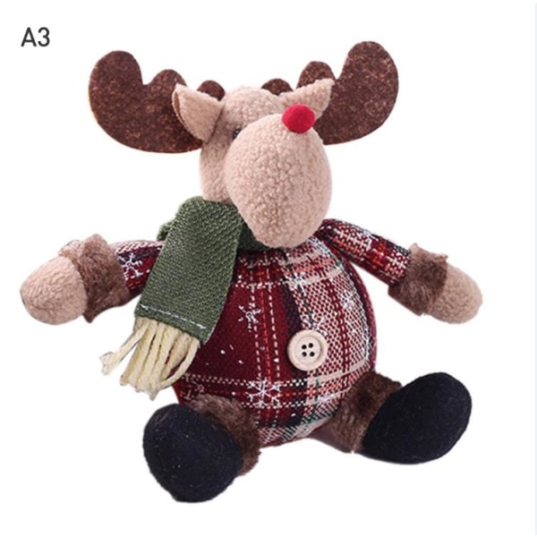 Juldockor Jultomte Snögubbe Älg Leksaker Julfigurer Röd Julgransprydnad Juldekorationer För Hemmet Sitting Snowman