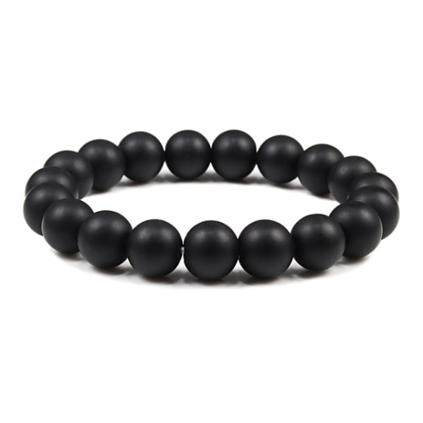 Buddha Svart Vit Natursten Rock Lava Beads Strand Armband Män Kvinnor Rosenkrans Armband Meditation Armband Yoga Smycken Present 10mm Matte Black