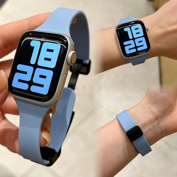 Urrem til Apple Watch iWatch 38mm /2/3 generation Avanceret blå tynd silikone magnetisk spænde