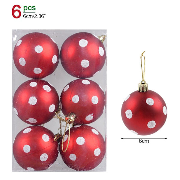1 eske Julekuler Juletrepynt Julekule Xmas Hengende Treanheng Hjemmefestdekor 2023 Nyttårsgave Noel Navidad 6pcs 6cm-D as picture