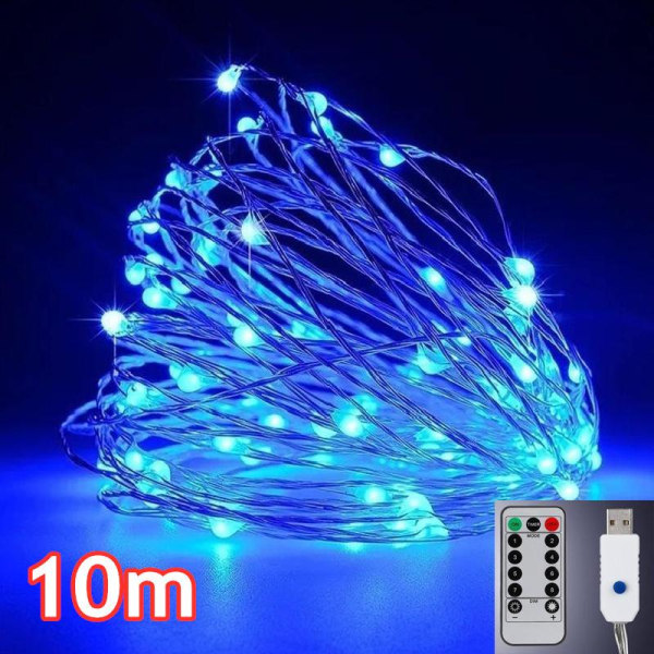 LED Fjernbetjent Guirlande Lysstrip til Multifunktionel Skinnende Udendørs Dekorationslys Blue LED-20m