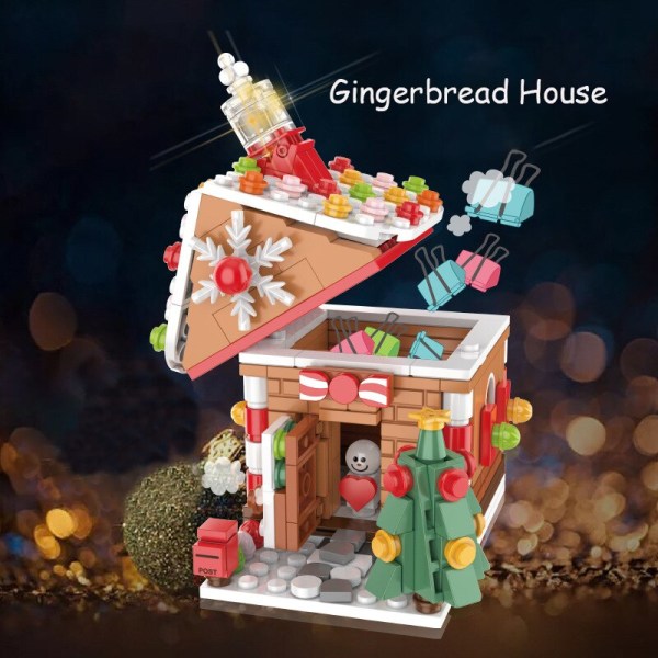 MOC Creative Christmas Fun Skrivbord Spegel Tegelstenar Jultomte Pepparkakor Husset Byggklossar Dekoration Leksaker Barn Pojkar Presenter 648pcs no box As photo