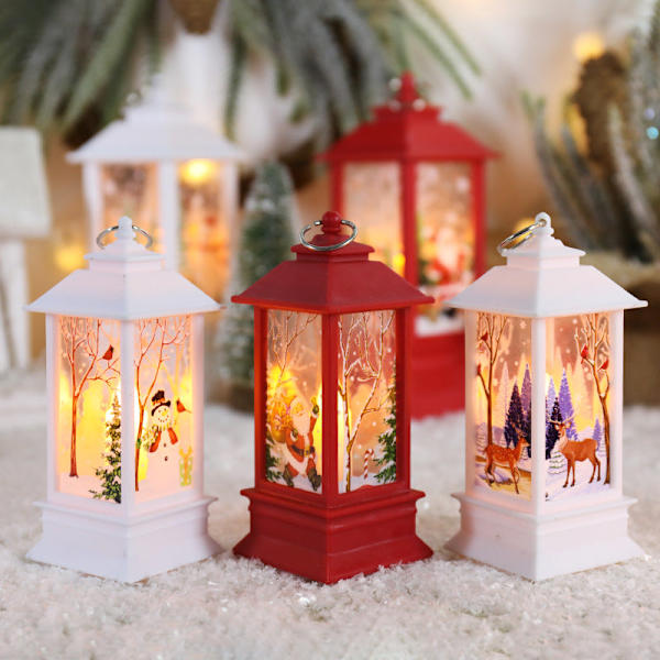Jul Stormlykt Lysestake Lampe Liten Nattlampe Gammel Snømann Dekor Liten Nattlampe Skrivebordsdekorasjon 2021 new small bronze deer
