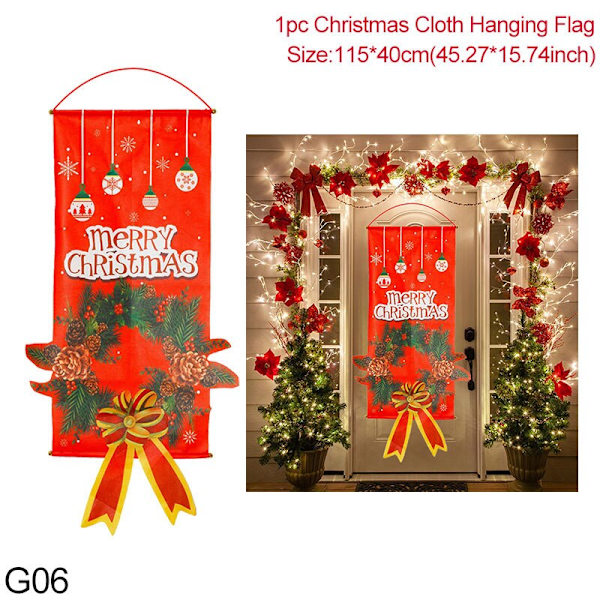1 STK Jule Veranda Dør Banner Julemand Snemand Glædelig Jul Hængende Flag Julepynt Til Boligindretning Navidad G04 christmas tree