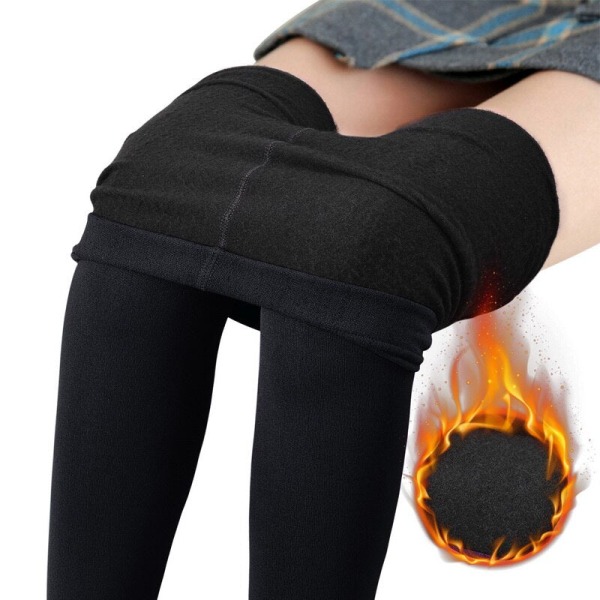 Vinter Varme Leggings Dame Termiske Bukser Polar Strømpebukser Sokkforede Bukser Fløyelsstrømpebukser Hud Effekt Høy Midje Ull Leggings nine points purple 100g