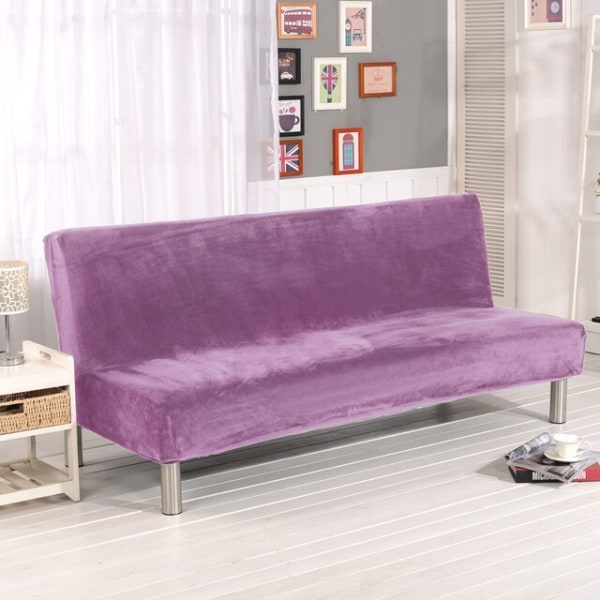 Plysjstoff Fold Armløs Sovesofa Trekk Sammenleggbart setetrekk Tykkere trekk Benk Sofabeskyttelse Elastisk Futon Trekk vinter Black S Size