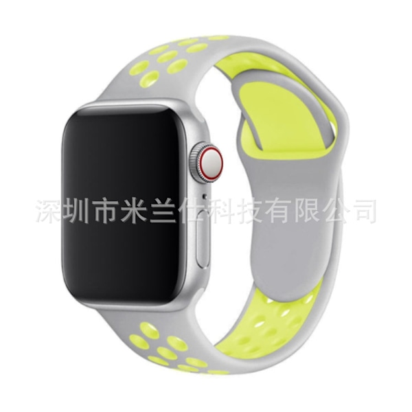 Klockarmband för Apple Watch iwatch 38/40/41/42mm-S10 Förlängd Storlek ML Kod 3 Kall Silver med Fluorescerande Gul
