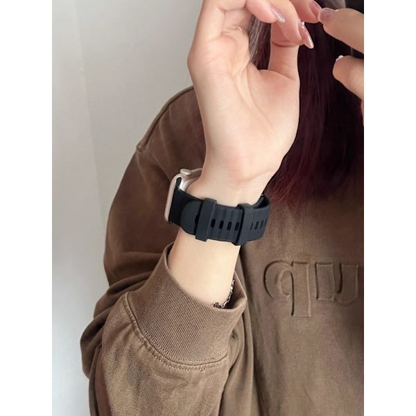 Klockarmband för Apple Watch iWatch S10 42mm svart jalusi våg silikon