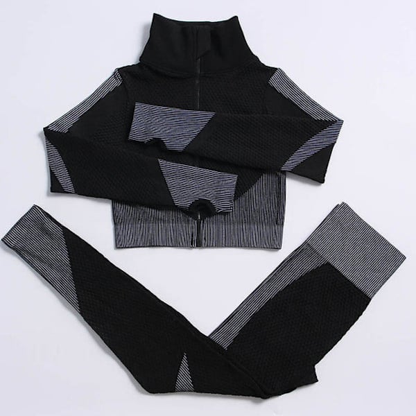 Yoga Set Träningskläder gym fitness för damer träningsdräkt 3 Pcs set Wine red L