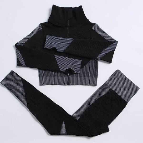 Yoga Set Träningskläder gym fitness för damer träningsdräkt 3 Pcs set Wine red XL