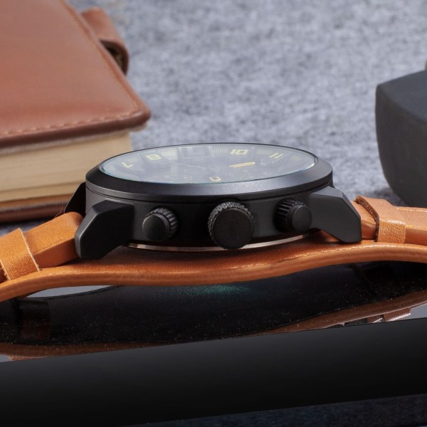 Herre Outdoor Sports Modeur 3atm Vandtæt Multifunktionelt Tre-Øje Kalendervindue Brown