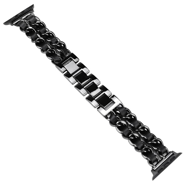 Urrem til Apple Watch iWatch 42/44/45/49MM Kort 6-cirkel Sort med sort