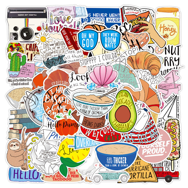 50 st Ej Upprepande Zhang Inspirerande Korta Meningar Graffiti Stickers Vattentäta Bagage Notebook Stickers Valentine's Day-50PCs