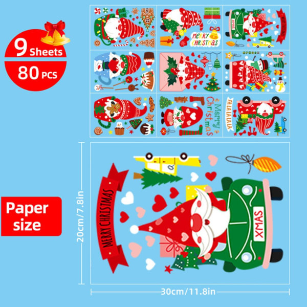 Jul Fönsterdekor Santa Claus Snowflake Stickers Vinter Väggdekor för barnrum Nyår Jul Fönsterdekorationer 5