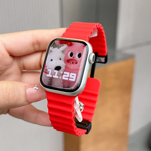 Urrem til Apple Watch iWatch S10 42mm 8mm/40mm/41mm Universal Marine Magnetisk Urrem - Rød