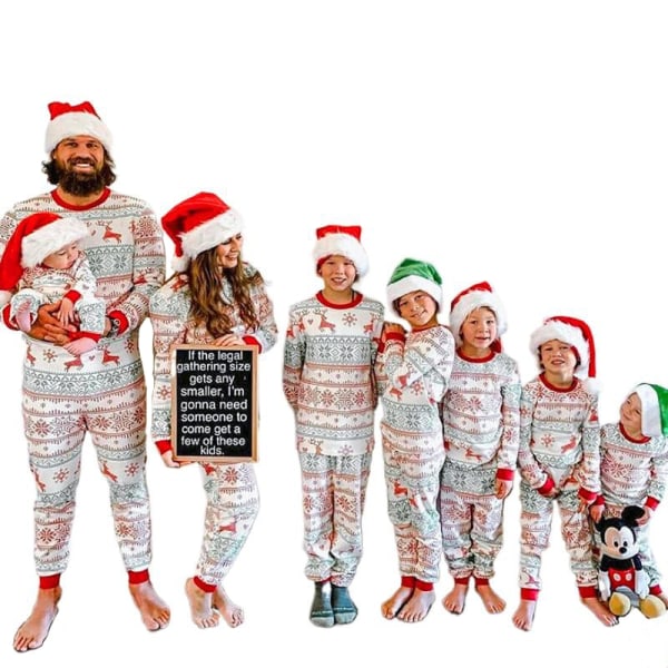Jul Matchande Familj Pyjamas Pyjamas Matchande Set Vuxna Barn Baby Xmas Outfit Hemmakläder White Father M