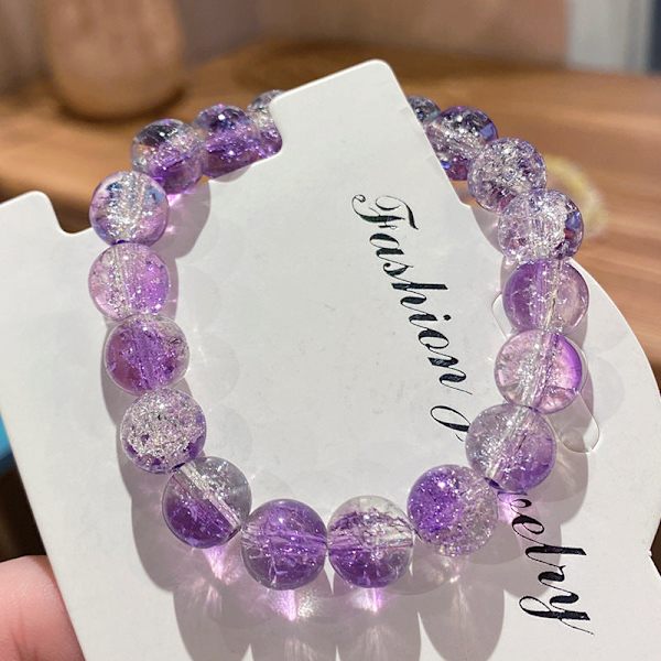 Knuste Perler Is Transparent Tofarget Armbånd Student Håndleke Armbånd Engros Kjærester Gave Barnas Dag Liten Gave Bøyelig Temperament Dark violet