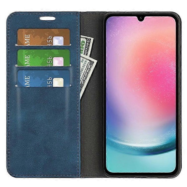 Kompatibelt Skal för Samsung Galaxy A16 5G / A16 4G - Plånboksfodral i Läder med Hudkänsla Blue