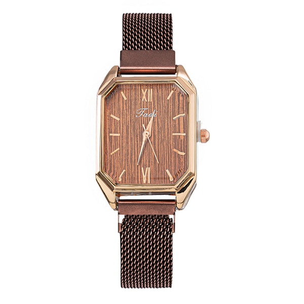 Lazy Watch Enkel Kvarts Klocka Påfågel Grön Milanese Armband Fyrkantig Klocka för Kvinnor Three Diamond strip nail White
