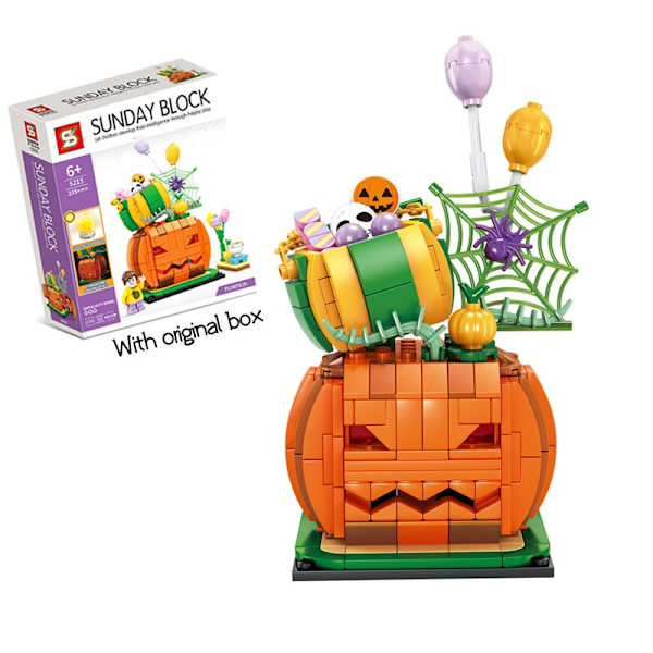 Glædelig Halloween Græskar Lysende Hytte Klods Sæt Kreative Græskar Spøgelser Festhuse Model Byggeklodser Børn Drenge Legetøj Gaver Four sets with box