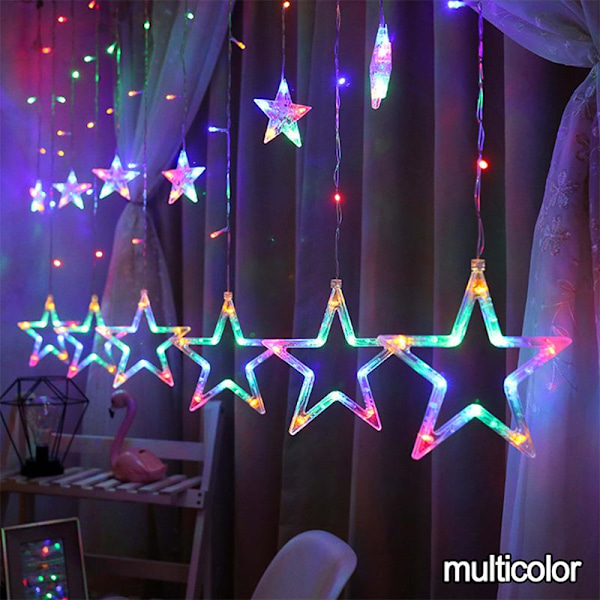 LED Lys Kæde Julelys Fe Lys Festoon Stjerne Guirlande Vindue Gardiner Indendørs Dekoration Halloween Ferie Bryllupslys Multicolor 220V