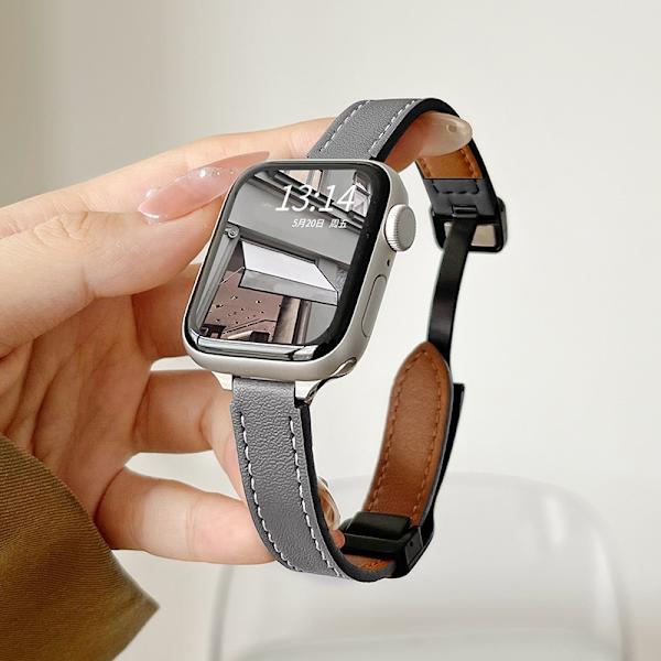 Kellon ranneke Apple Watch iWatch SE/4/5/6 44mm ohuelle magneettisoljelle - tummanharmaa