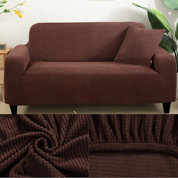 Tykt sofabetræk Jacquard ensfarvet trykt sofabetræk til stue sofabetræk hjørnesofa betræk L form Black 1-seater(90-130cm)