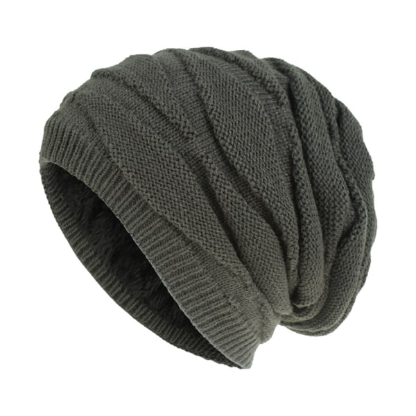 Ullstrikket Lue Herre og Dame Samme Stil Varm med Fløyel Utendørs Fritidslue Trendy Diamantvev Khaki and brown Average size