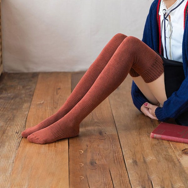 Mote Tykke Lårhøye Sokker Kvinner Solid Lange Strømper Varme Ull Høye Knesokker Femme Benstøvler Calcetines Medias dark gray One Size
