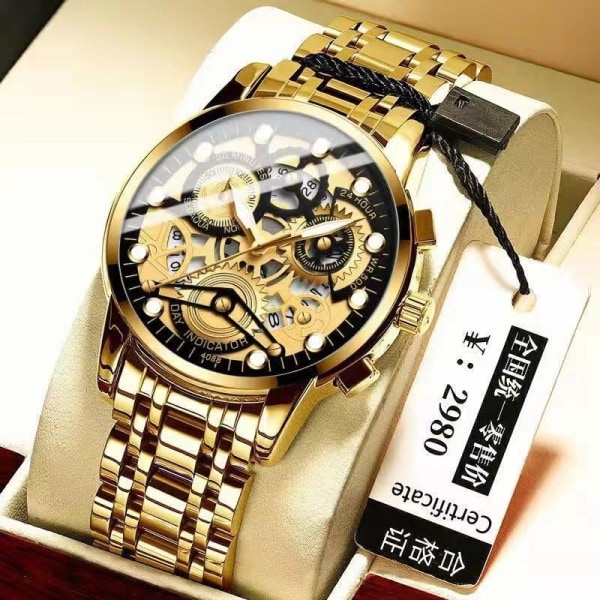 Watch Shopee Hollow helautomatisk vattentät watch Luminous Quartz Watch One Piece Gold shell gold surface