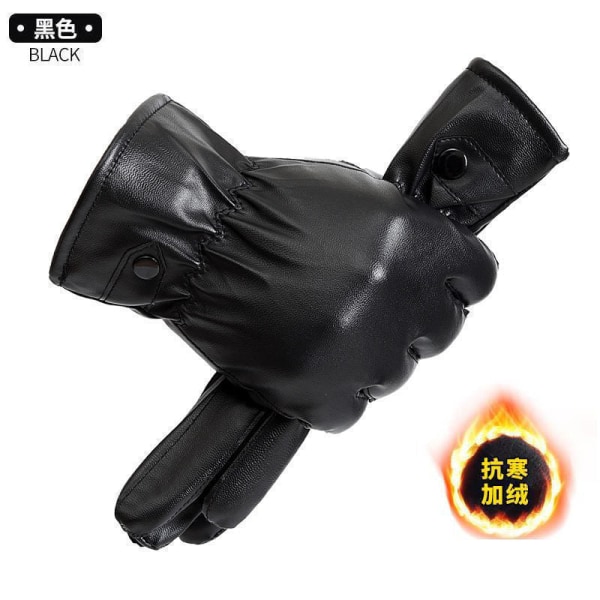 Varma vinterhandskar för män med delade fingrar, militärstil, tjocka körhandskar, spänne, skidhandskar, pekskärmsvantar för män Black single size