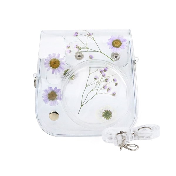 Til Fujifilm Instax Mini 11 9 8 Transparent Kamerataske Beskyttende Bæretaske Cover med Skulderrem White-Big Eye Cat