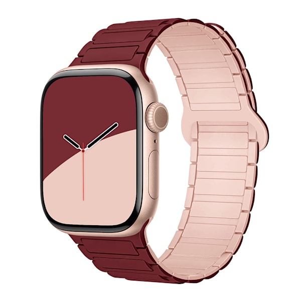 Kellon ranneke Apple Watch iWatch 38/40/41/10 sukupolvelle 42MM viininpunainen vaaleanpunaisella hiekalla
