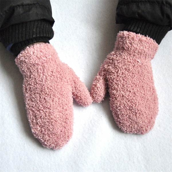 Varme Plys Tykke Varme Babyhandsker Vinter Plus Fløjl Vanter Børn Kid Koral Fleece Fuld Fingerhandsker Til 1-4 År Børnehandsker White3 As photo