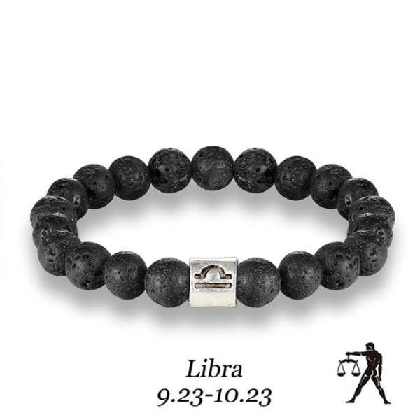 Stenarmband pärlor lava naturliga homme mode armband Armband Män 12 Constellation Accessoare Smycken manlig Älskare Gåvor Libra Pisces