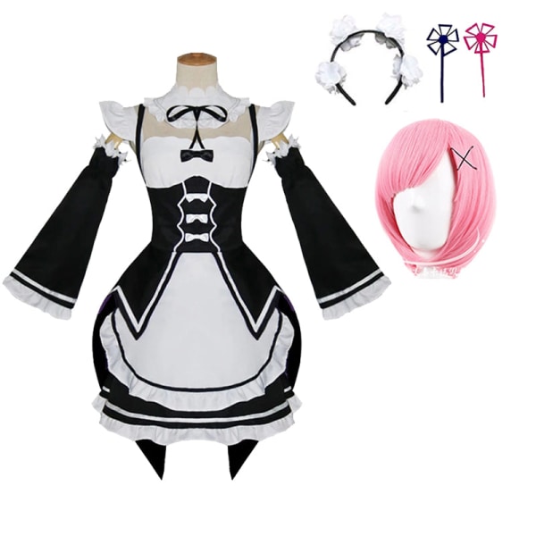 Anime Re Life In A Different World From Zero Ram/Rem Cosplay Kostymer The Maid Outfit Halloween Costume Maid Servant Dress style3 S