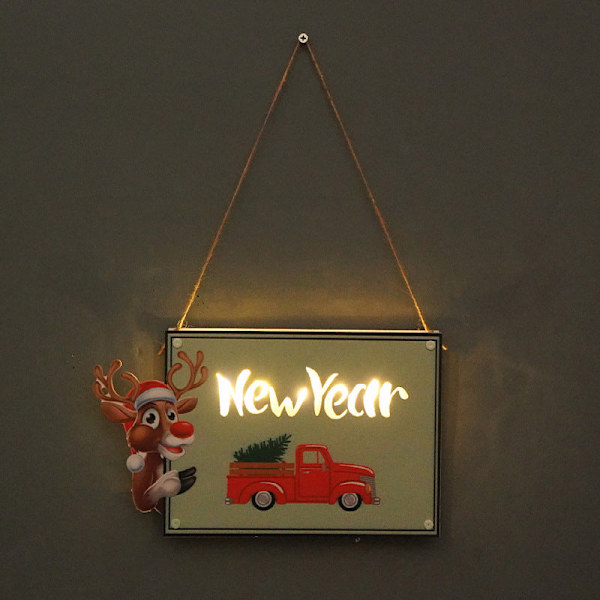 Juldekoration Dörrskylt LED-ljus Fest Samling Nyår Helg Rekvisita Väggdekorationer SD-02B small Happy new year