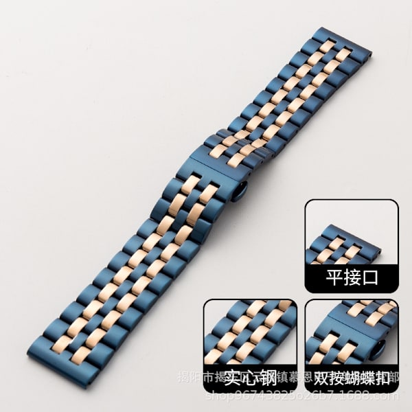 Urrem til Apple Watch iWatch 38/40/41/s10 42mm interface blå og rosaguld - Mido fem-stålrem med skifteører